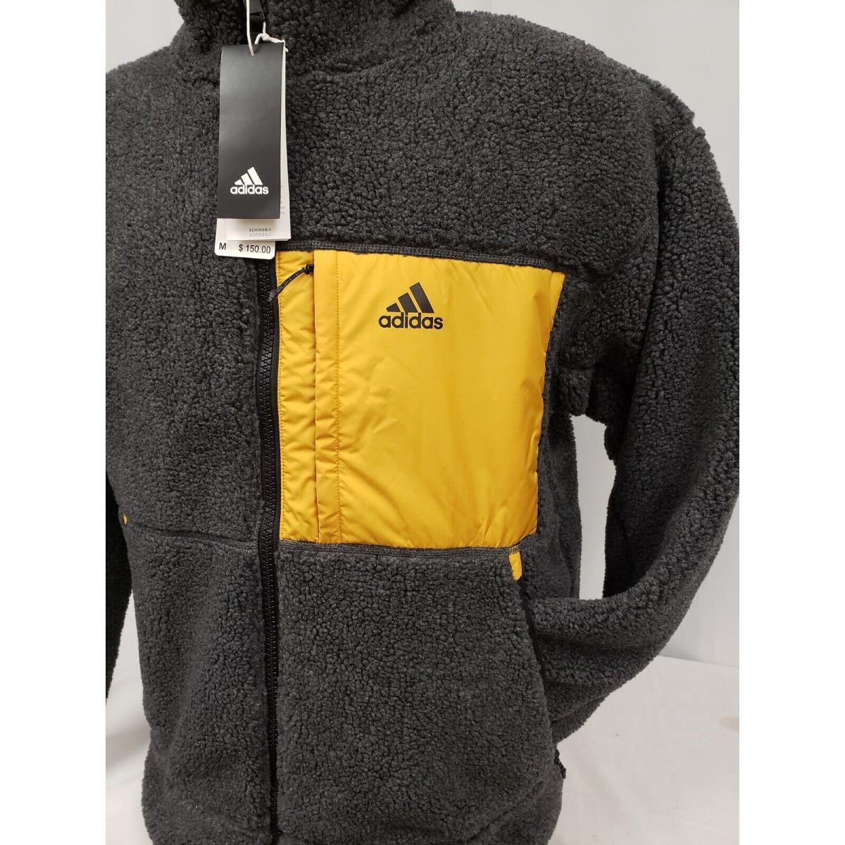 Adidas Reversible Quilted Sherpa Yellow/grey Full-zip Jacket