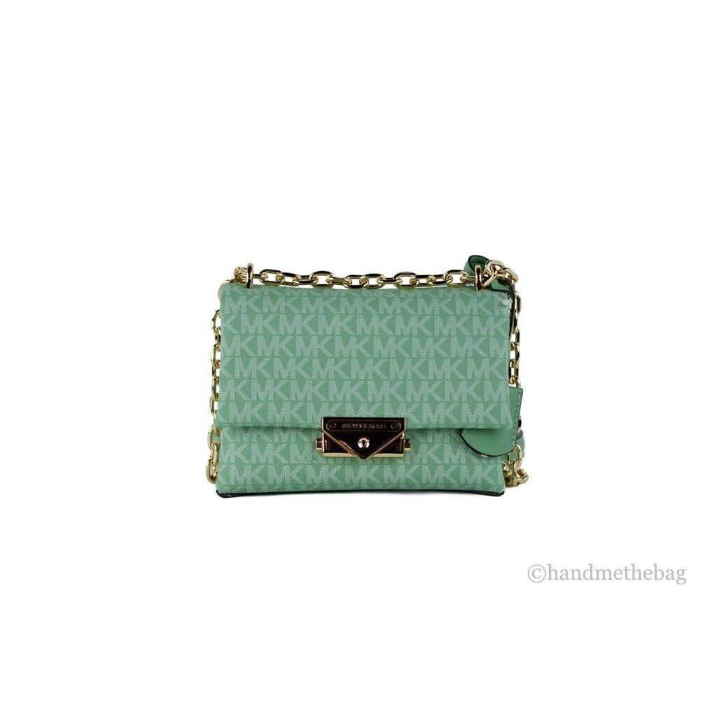 Michael Kors Cece Small Sea Green Signature Pvc Convertible Flap Crossbody Bag