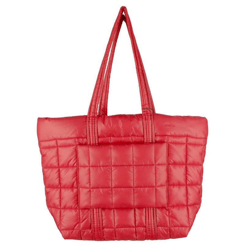 Michael Kors Stirling Small Quilted Padded Tote Bag Color Crimson