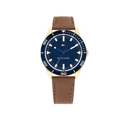 Tommy Hilfiger Essentials Blue Dial Watch Gold S Steel Leather Band 17918118 - Dial: Blue, Band: Blue, Bezel: Blue