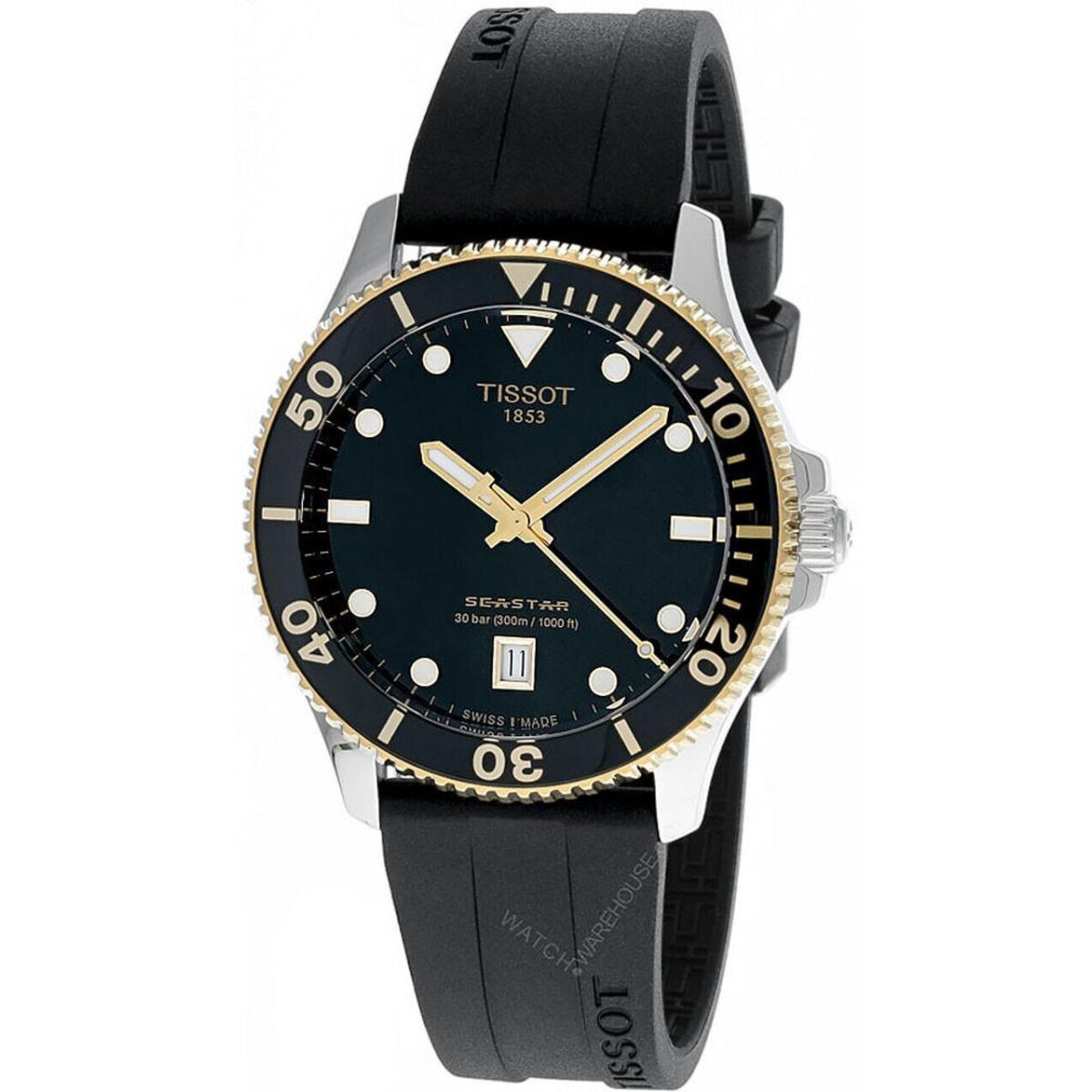 Tissot Seastar 1000 Quartz 40MM Rubber Men`s Watch T120.410.27.051.00 - Black Dial, Black Band, Black Bezel