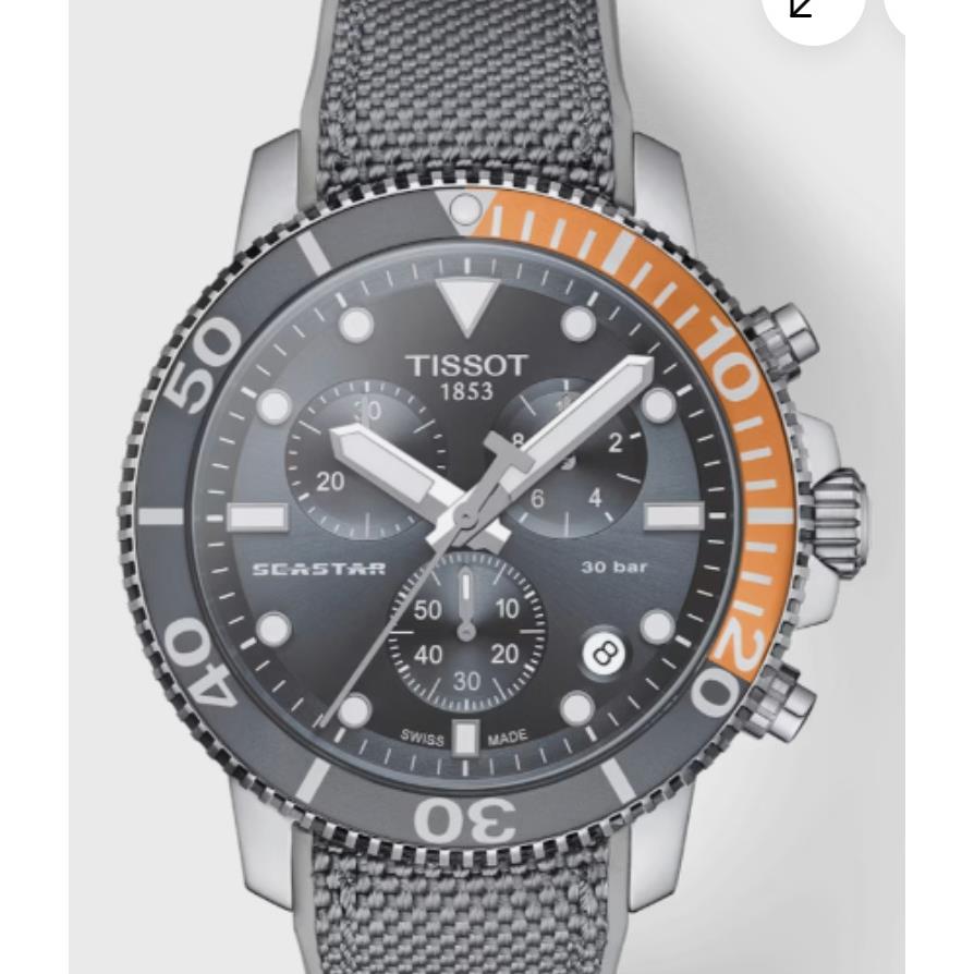 Tissot T1204171708101 Seastar Mens Watch Gray Dial Silicone Band Chronograph