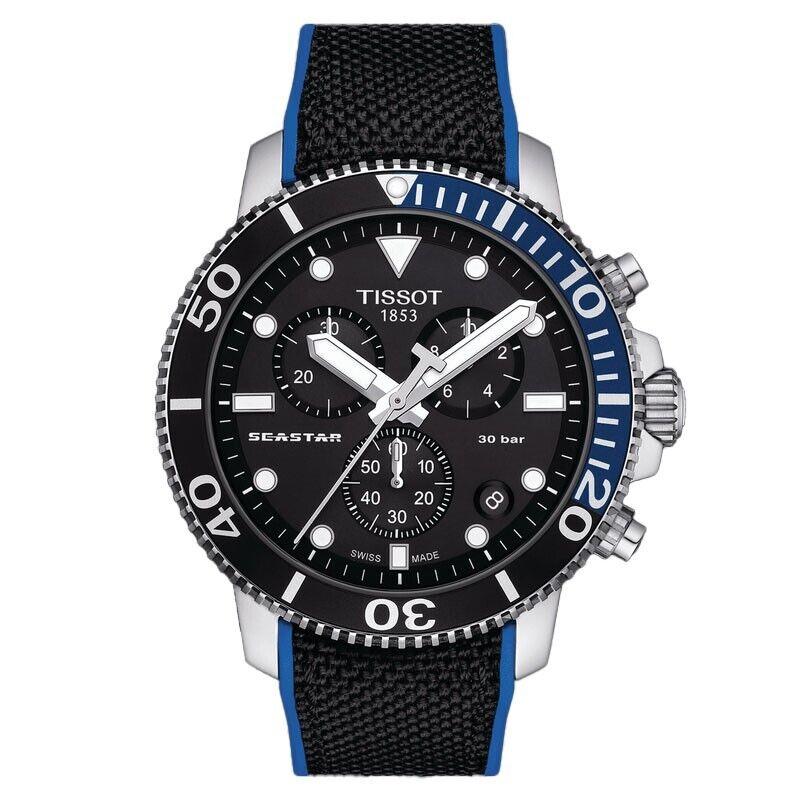 Tissot Seastar 1000 Chrono 45.5mm Black-blue Men`s Watch T1204171705103