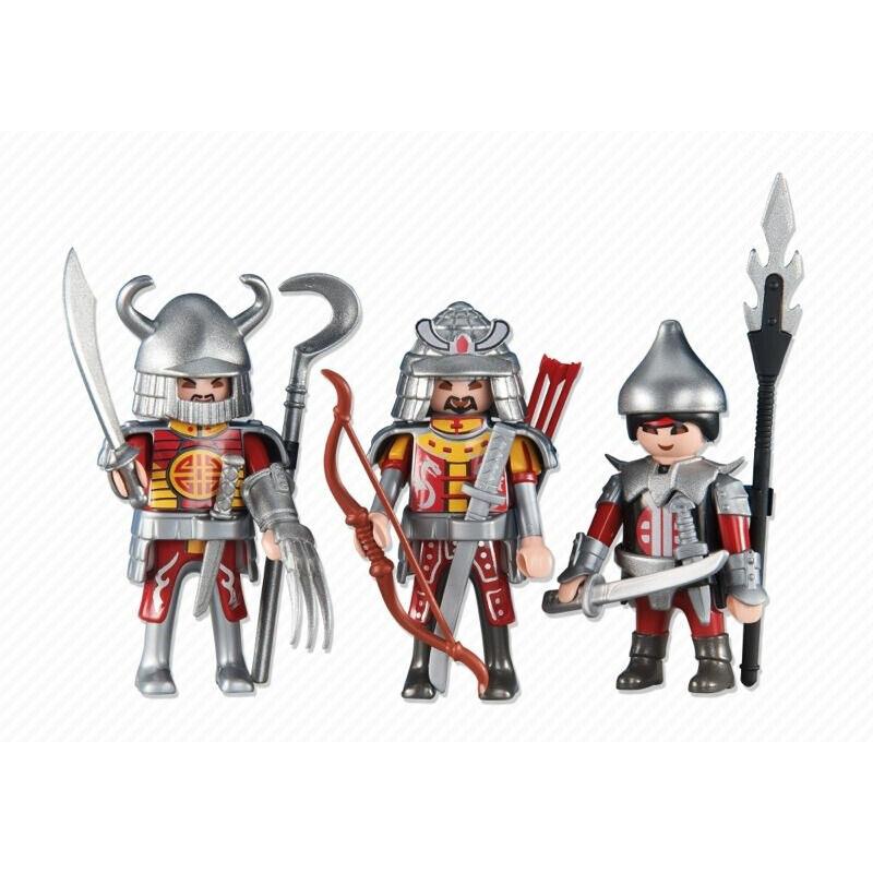 Playmobil 6326 3 Red Yellow Dragon Knights Samurai Soldiers Fighters Three Addon