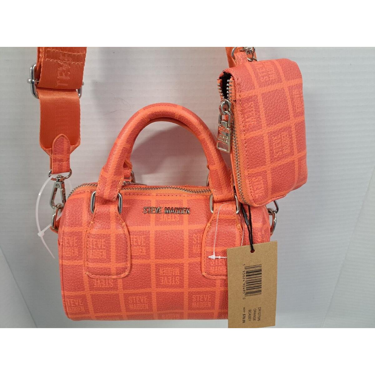 Steve Madden Bcasey Crossbody Bag Strap +top Handle Orange /zipper Purse