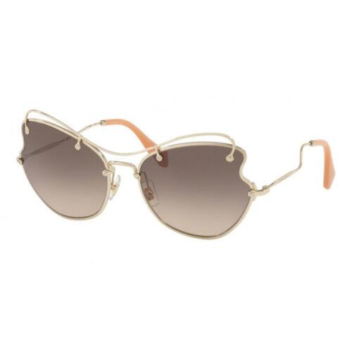 Women`s Sunglasses Pale Gold and Light Brown Miu Miu 0MU 56RS ZVN3D061 - Frame: Pale Gold/Light Brown, Lens: Gradient Light Grey