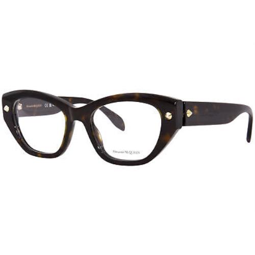 Alexander Mcqueen AM0410O 002 Eyeglasses Women`s Havana Full Rim Cat Eye 52mm
