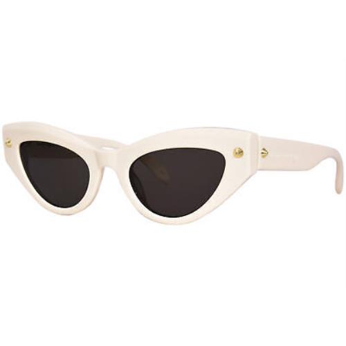 Alexander Mcqueen AM0407S 003 Sunglasses Women`s Ivory/grey Cat Eye 52mm