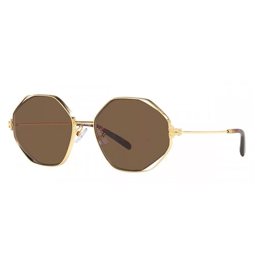 Tory Burch TY 6095 335973 Gold Metal Geometric Sunglasses Brown Lens