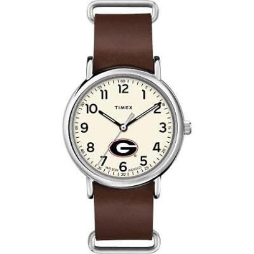 Timex Tribute Men`s Collegiate Weekender 40mm Quartz Leather Strap Brown 20