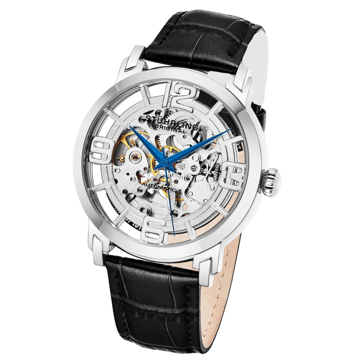 Stuhrling 165B2 331554 Winchester 44 Automatic Skeleton Silvertone Mens Watch