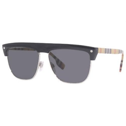 Burberry William B-4325 3757/87 Sunglasses Men`s Black-brown/grey Square 59mm - Frame: Black, Lens: Gray