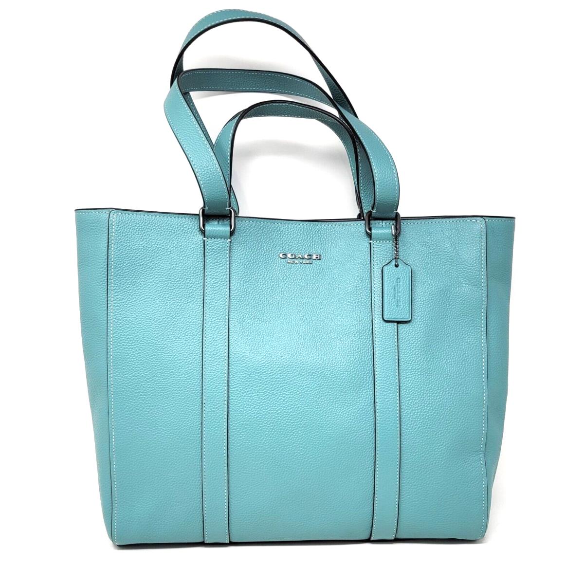 Coach Hudson Blue Green Pebble Leather Double Handle Tote C8157