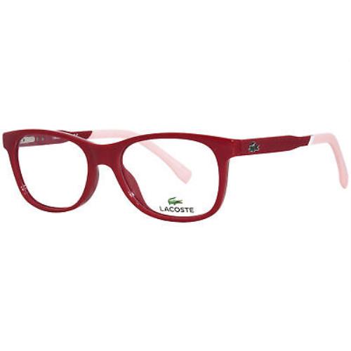 Lacoste L3640 615 Eyeglasses Frame Youth Boy`s Red Full Rim Rectangle Shape 49mm