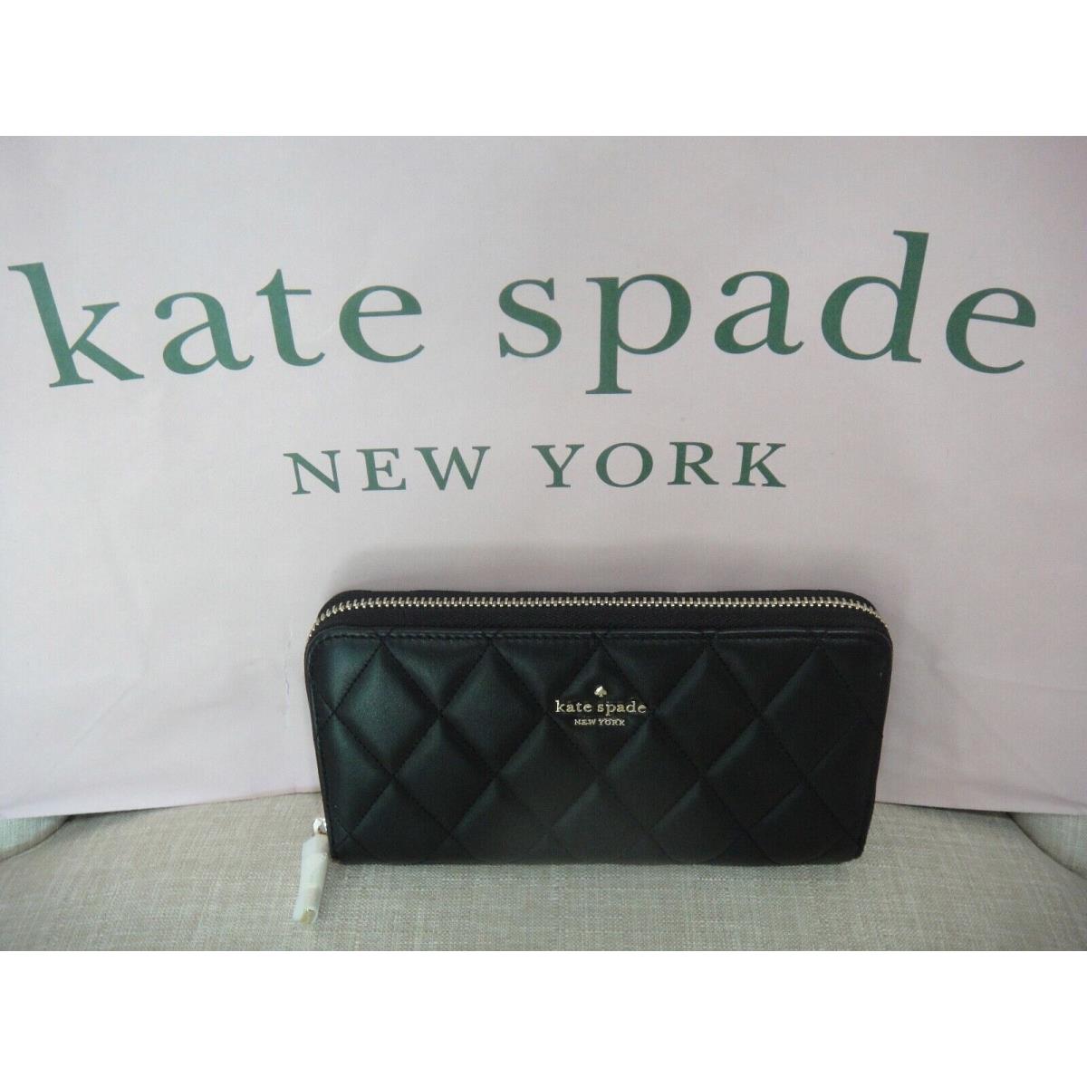 New Kate Spade Carey Smooth Quilted Black Leather Wallet .$249.00.100%AUTHENTIC