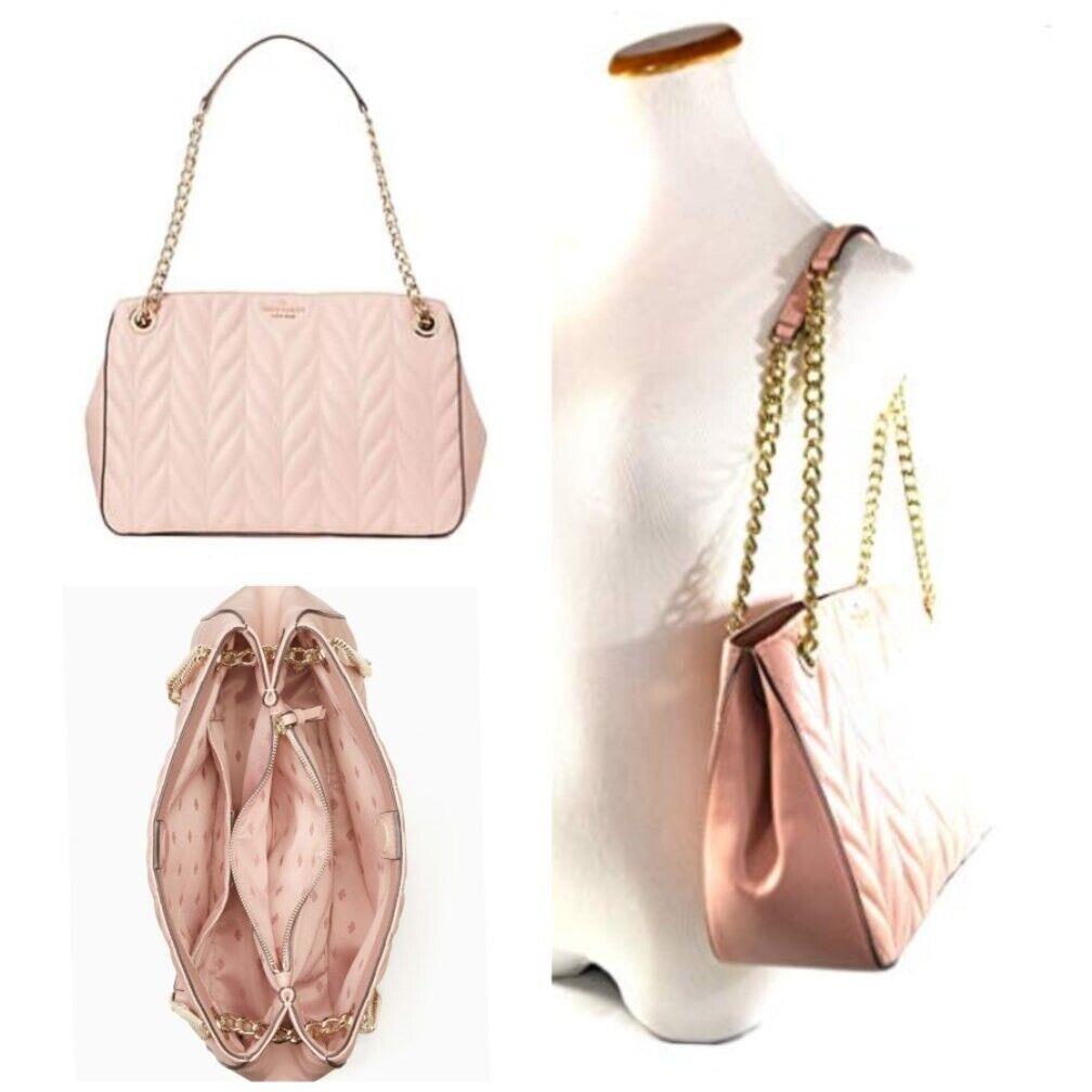Kate Spade Briar Lane Quilted Medium Convertible Shoulder Bag in Peach Puff - Handle/Strap: Pink, Hardware: Gold, Exterior: