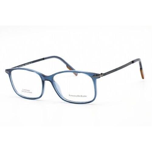 Ermenegildo Zegna EZ 5172 090 Eyeglasses Shiny Transparent Blue Frame 56mm