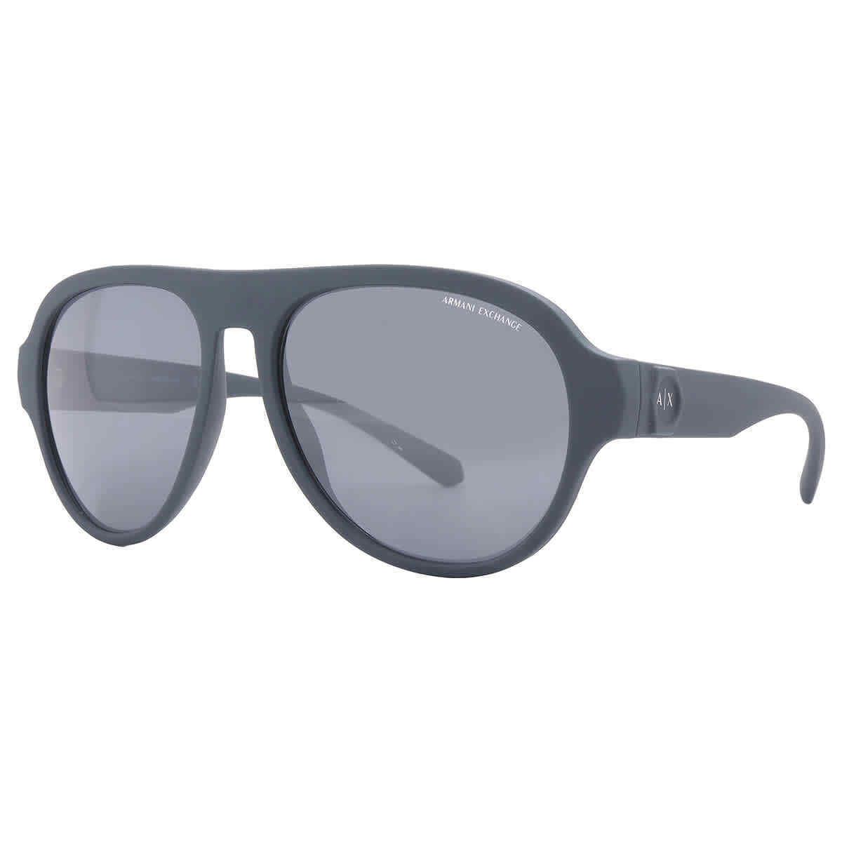Armani Exchange Grey Mirror Pilot Men`s Sunglasses AX4126SU 83016G 58