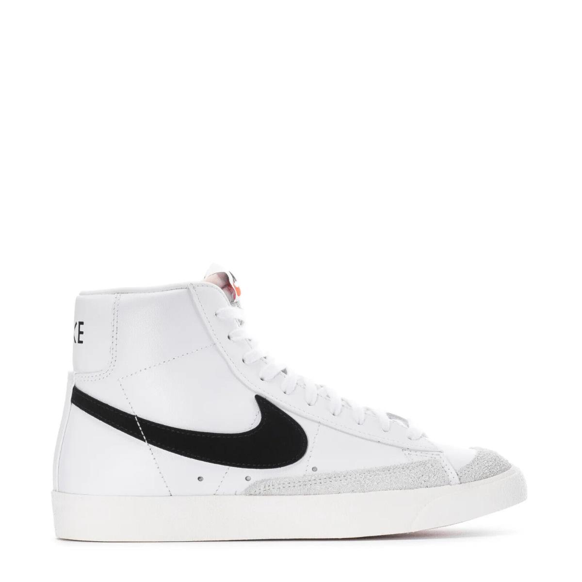 Women`s Nike Blazer Mid 77 Vintage White Black Athletic Casual Sneaker Shoes - White