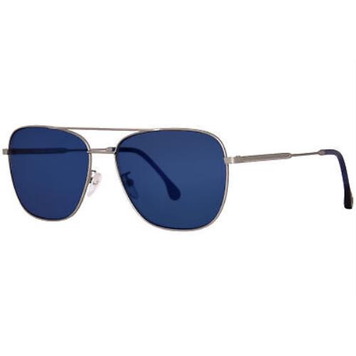Paul Smith Avery-V2 PSSN007V2-03 Sunglasses Men`s Matte Silver/blue Pilot 58mm - Frame: Silver, Lens: Blue
