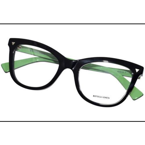 Bottega Veneta BV1226O 005 Eyeglasses Women`s Black/green Full Rim Cat Eye 52mm - Frame: Black