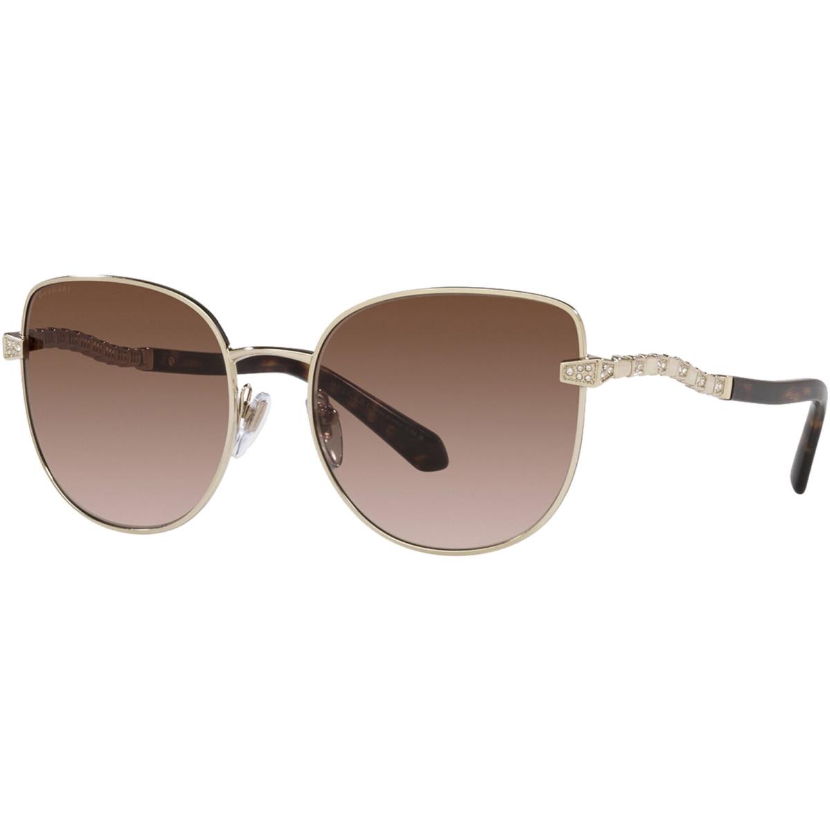 Bvlgari Women`s Gold-tone Cat-eyed Butterfly Sunglasses BV6184B - Made in Italy Pale Gold-Tone/Brown Gradient (27813-56)