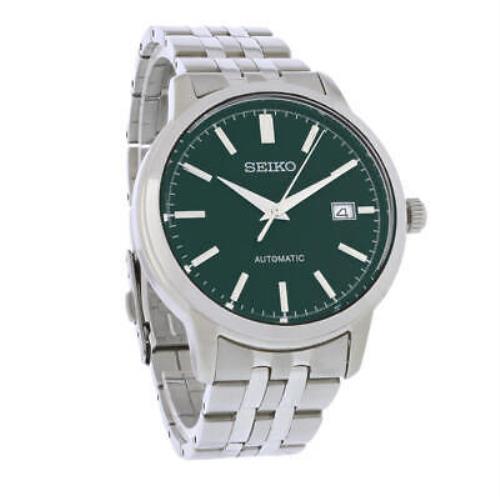 Seiko Essentials Mens Stainless Steel Green Dial Automatic Watch SRPH89