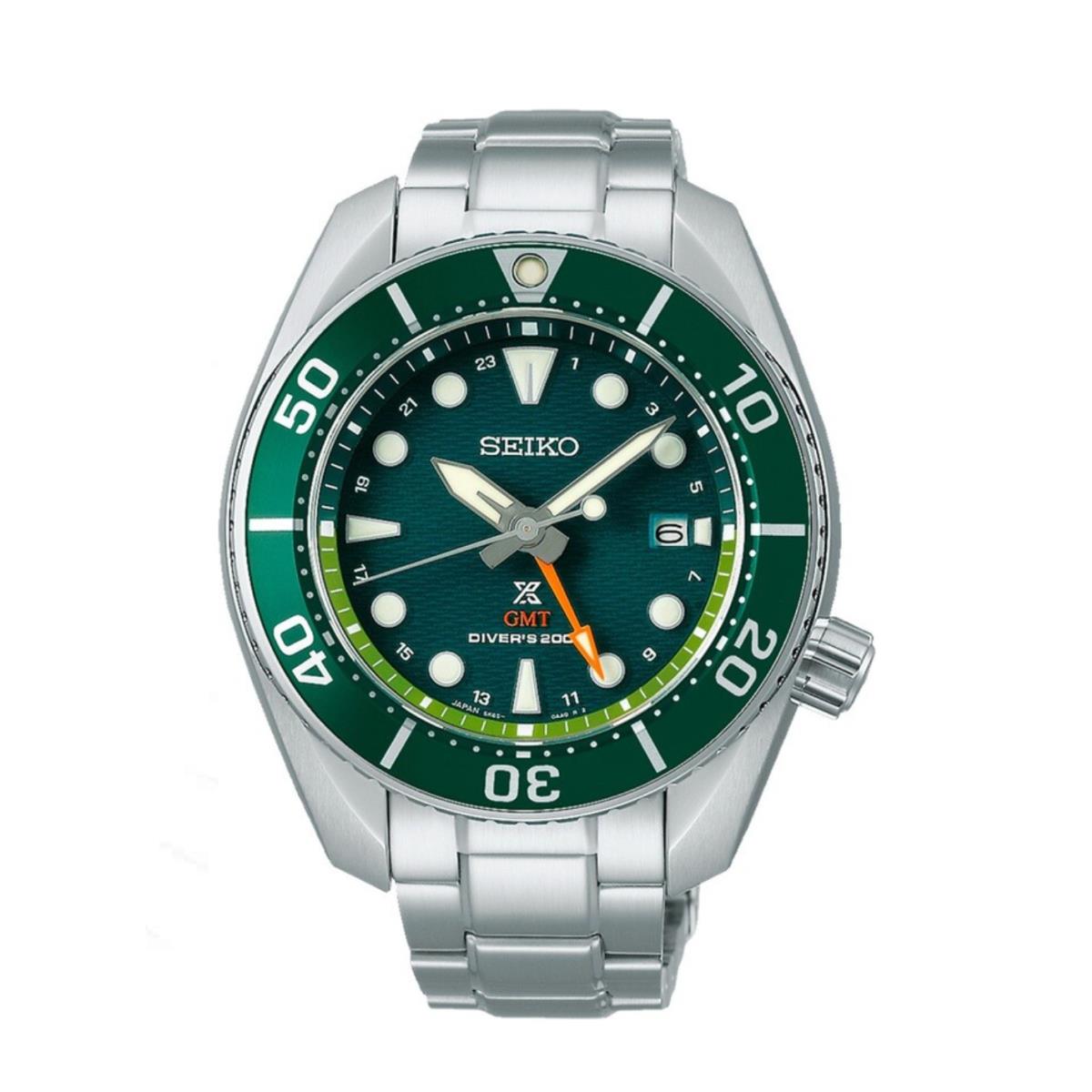 Seiko SFK003 Prospex Gmt Sea Sumo Green Dial 45 mm Steel Diver Solar Men`s Watch