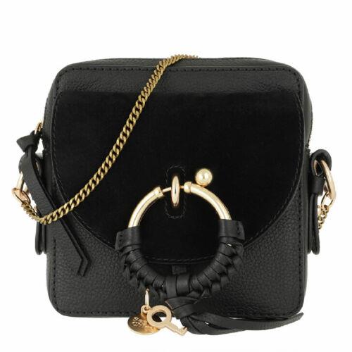 See by Chloe Joan Mini Leather Camera Bag Gold Tone Hardware Black One Size - Exterior: Black
