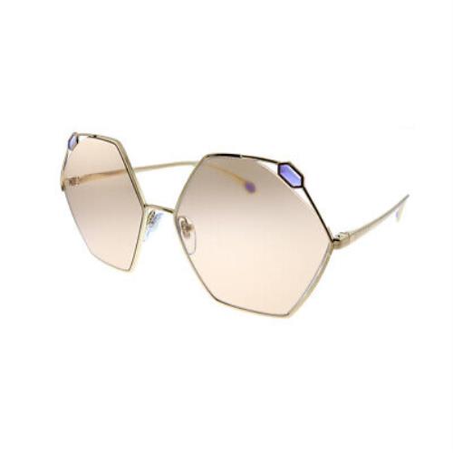Bvlgari BV 6160 2014/3 Pink Gold Metal Geometric Sunglasses Brown Lens