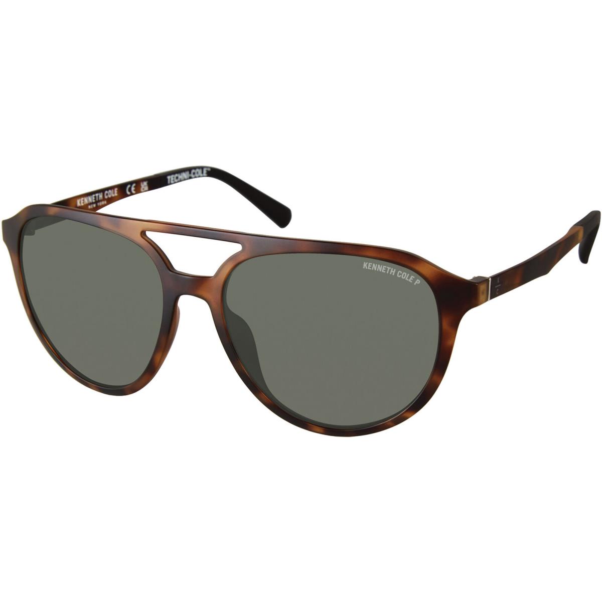 Kenneth Cole York Polarized Men`s Pilot w/ Flex Temples Sunglasses - KC7261 Dark Havana/Green Polarized (52R)