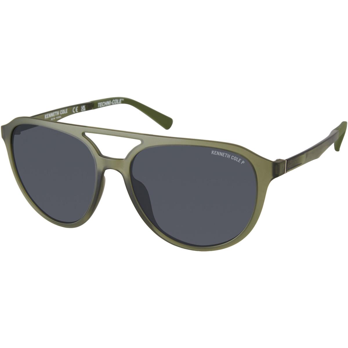 Kenneth Cole York Polarized Men`s Pilot w/ Flex Temples Sunglasses - KC7261 Matte Dark Green/Smoke Polarized (97D)