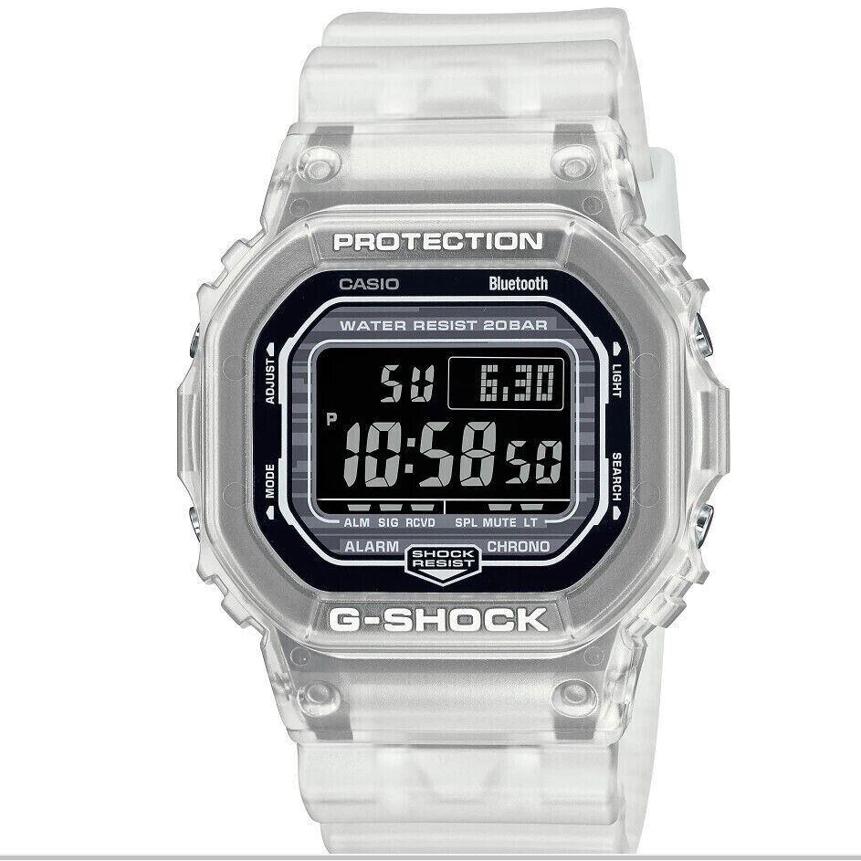 Casio Men`s G-shock Bluetooth Digital Transparent Resin Strap Watch DWB5600G-7