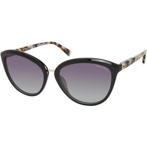 Kenneth Cole York Polarized Women`s Black Oval Cat Eye Sunglasses KC7258 01D
