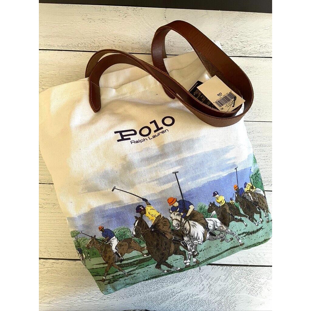 Polo Ralph Lauren Equestrian-print Cotton Twill Shopper Tote Book Bag