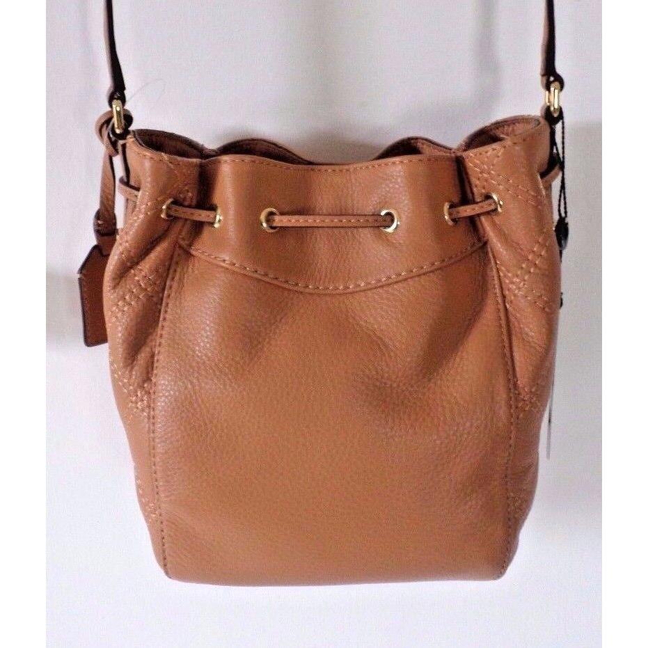 Ralph Lauren Grafton Cara Drawstring Mini Handbag Light Cuoio Leather