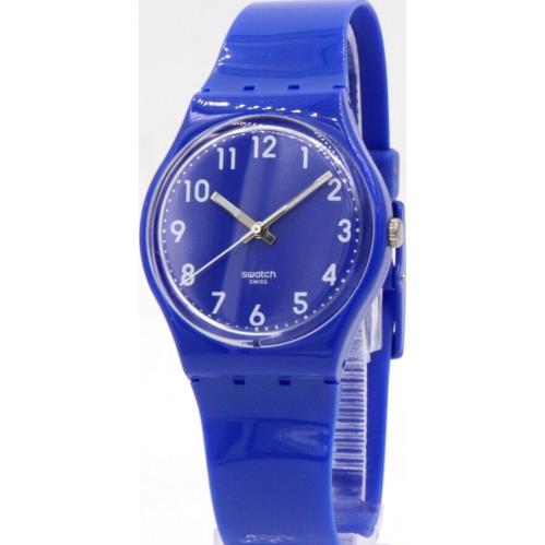 Swiss Swatch Originals Zaf Blue Shiny Silicone Watch 34mm GN238