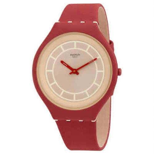 Swatch Skinhot Quartz Gold Dial Ladies Red Watch SVUR100 - Gold Dial, Red Band
