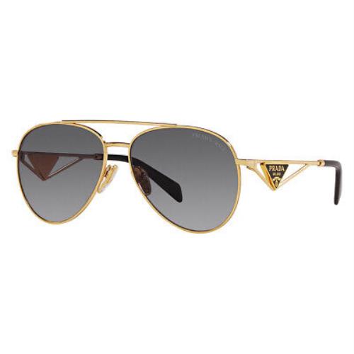 Prada PR 73ZS 5AK5W1 Gold Metal Aviator Sunglasses Grey Gradient Lens - Frame: Gold, Lens: Gray