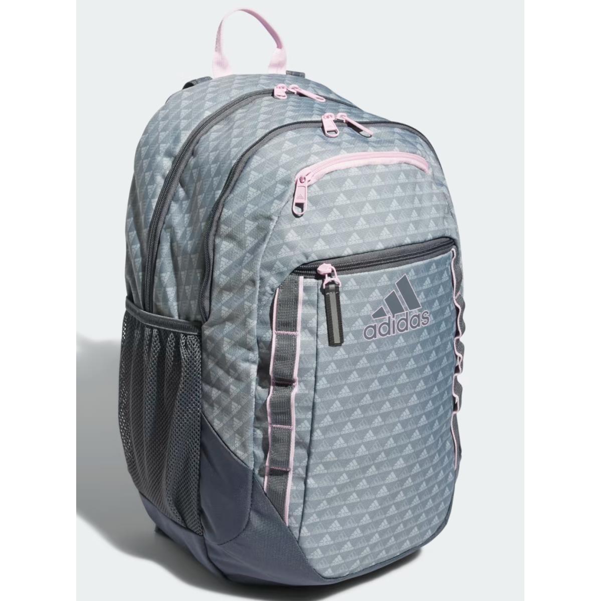 Adidas Excel 6 19 Large Durable Backpack School Laptop Bag Grey Pink