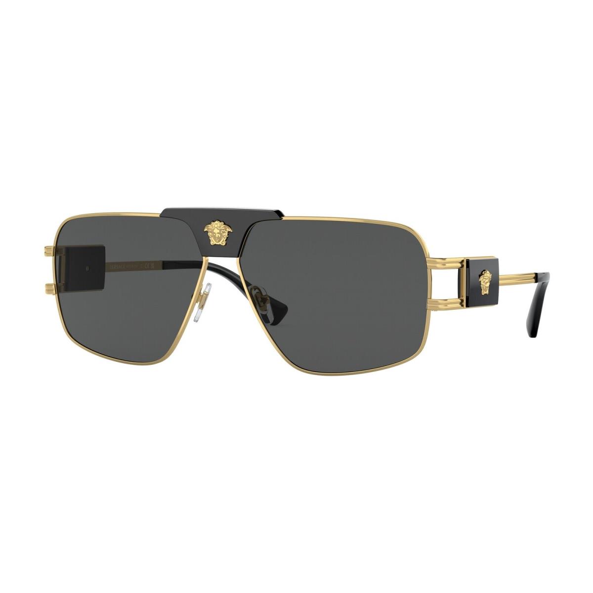 Versace VE2251 100287 Gold Dark Grey 63 mm Men`s Sunglasses