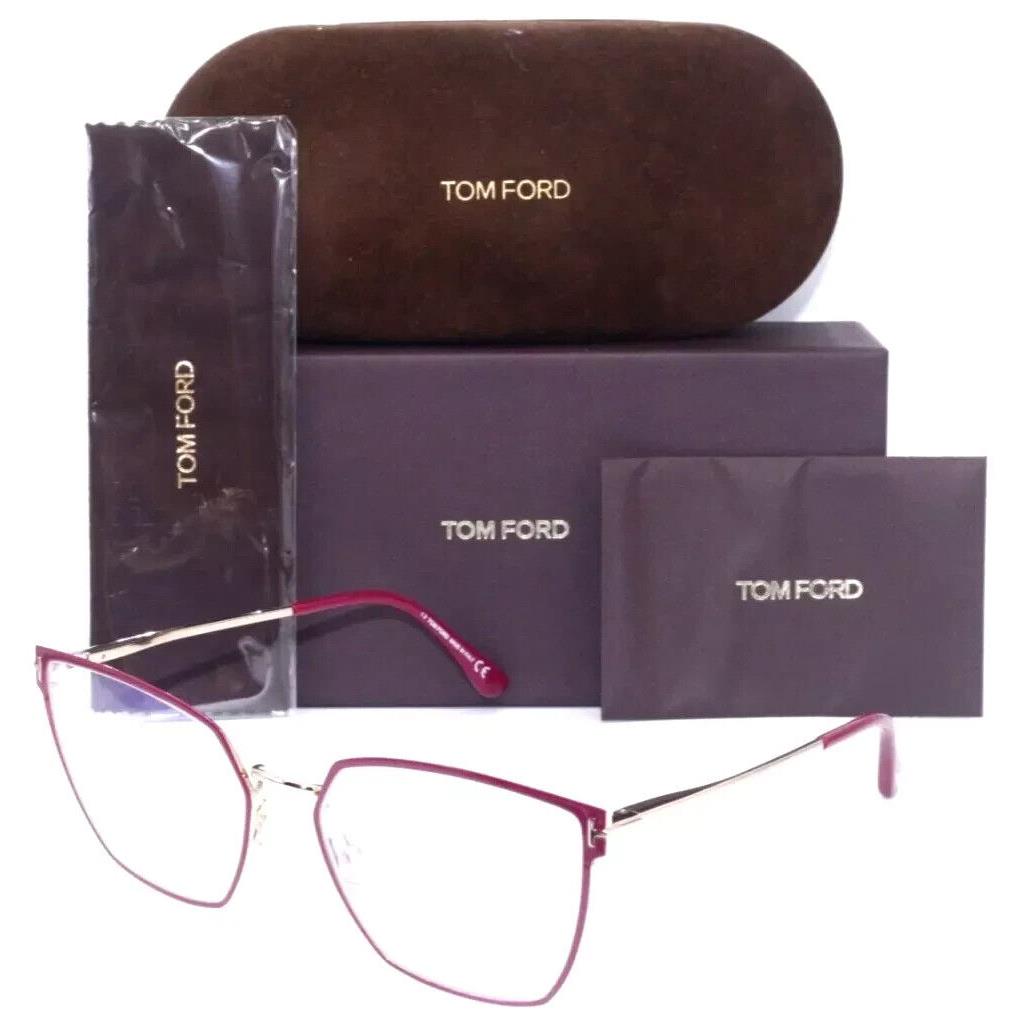 Tom Ford TF 5574-B 069 Polished Bordeaux-gold Eyeglasses 55-16