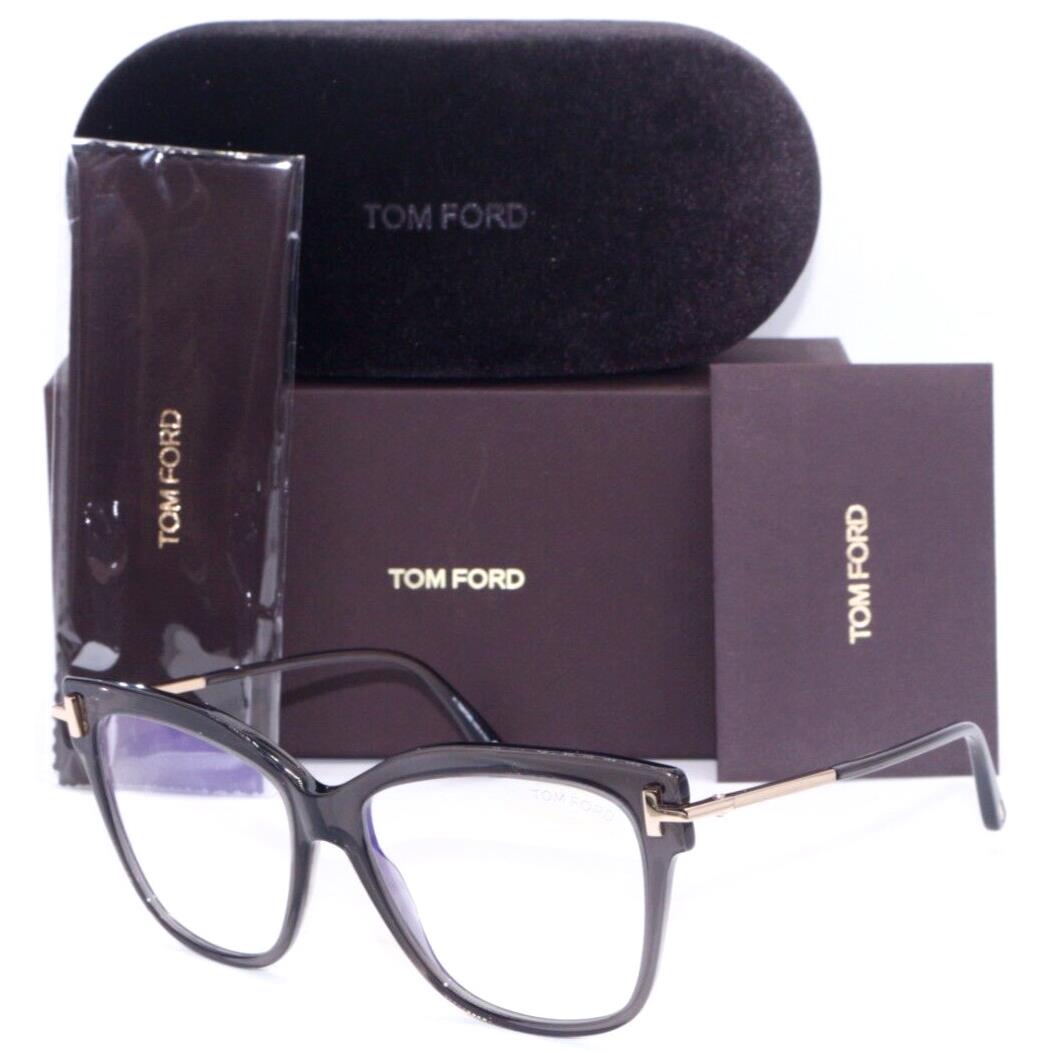 Tom Ford TF5704-B 020 Transparent Grey W/gold Temples Eyeglasses 54-15