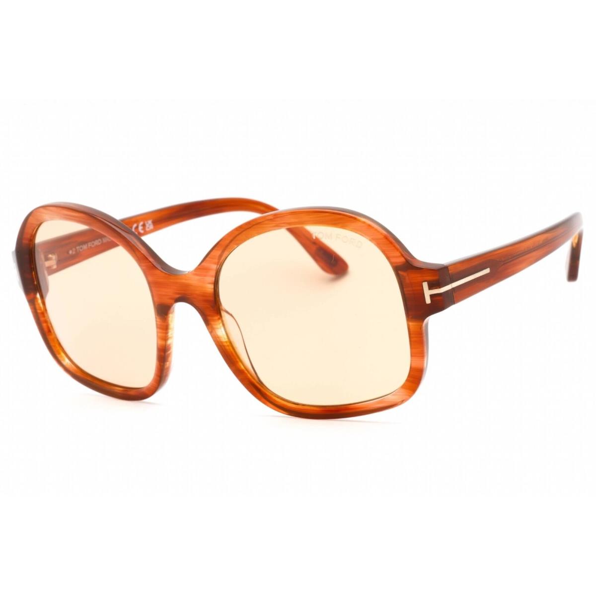 Tom Ford Women`s Sunglasses Shiny Light Brown Frame Brown Lens FT1034 45E