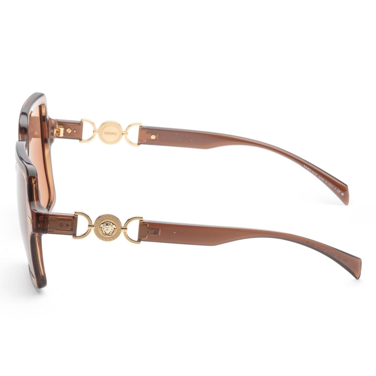 Versace VE4441 Sunglasses Transparent Brown Brown Orange Metallic Mirrored 55mm