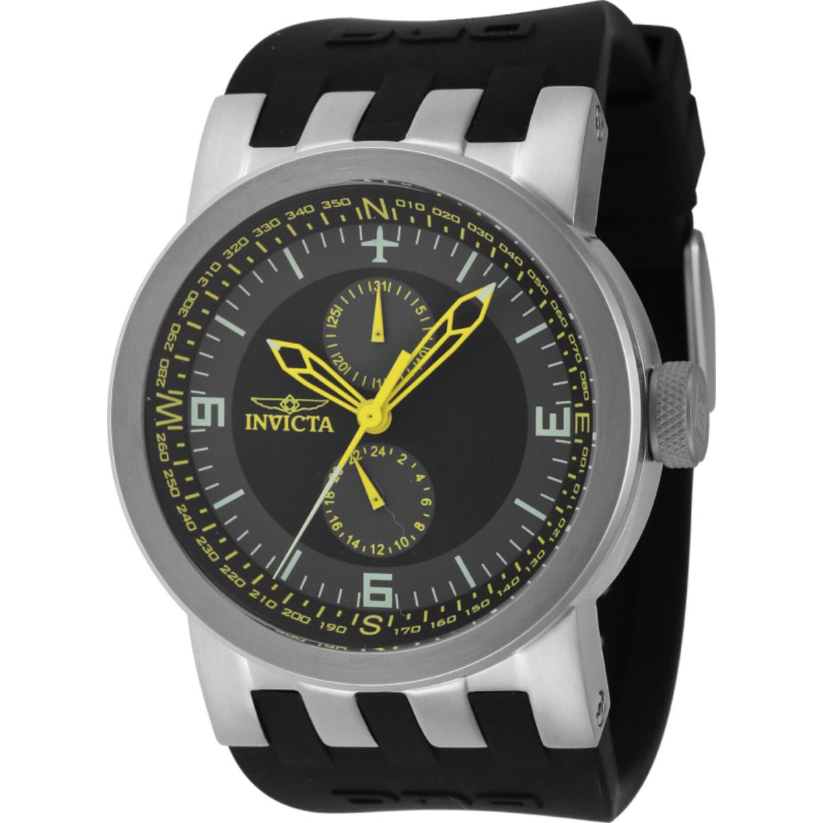 Invicta Men`s Watch Dna Compass Quartz Grey and Black Dial Silicone Strap 44225 - Dial: Grey, Black, Band: Black