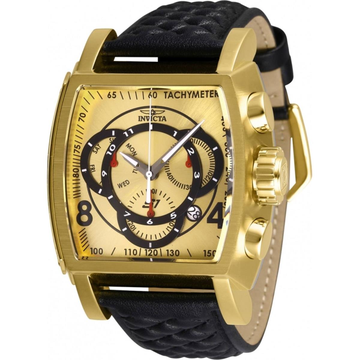 Invicta Men`s Watch S1 Rally Swiss Quartz Chronograph Gold and Black Dial 27930 - Dial: Gold, Black, Band: Black