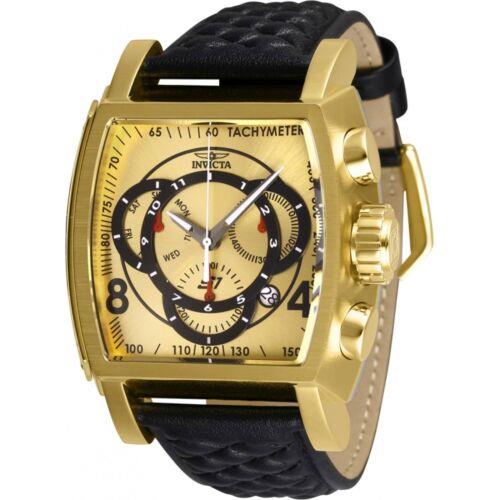 Invicta Men`s Watch S1 Rally Swiss Quartz Chronograph Gold and Black Dial 27930 - Face: Gold, Black, Dial: Gold, Band: Black