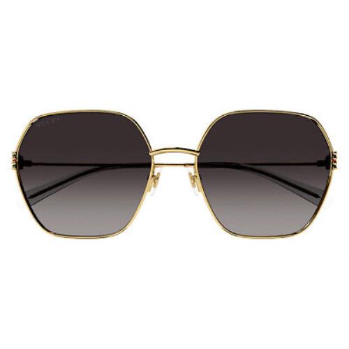 Gucci GG1285SA Sunglasses Gold Gray Gradient Geometric 60mm