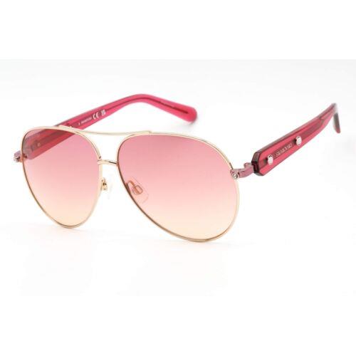 Swarovski Women`s Sunglasses Gradient Bordeaux Lens Aviator Frame SK0392 28T